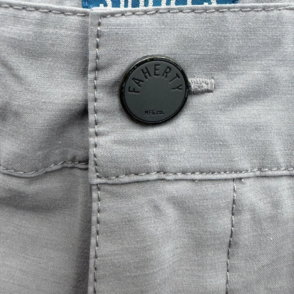 Faherty Mens All Day Shorts Grey Stretch Hybrid Quick Dry Size 35 Casual Summer